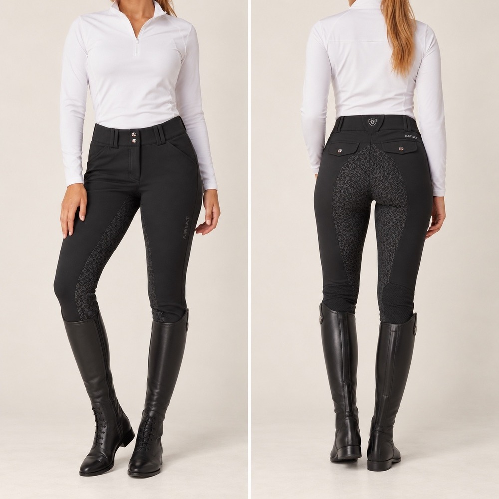 Ariat Tri Factor Grip Full Seat Breeches Black 26R Dressage Riding Pants 1002578